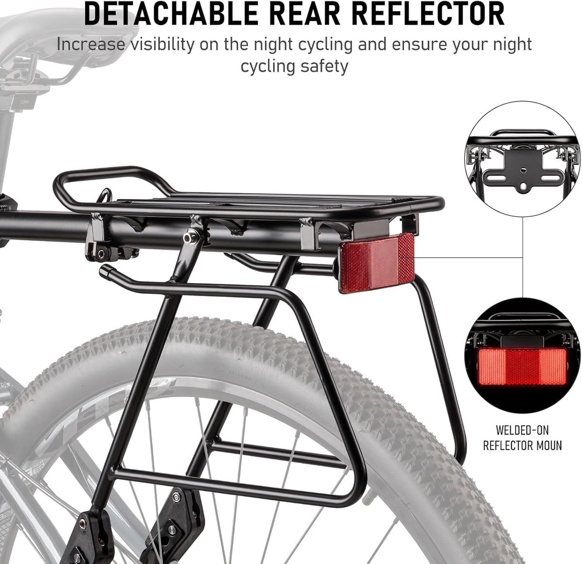 SnelShoppen - Fietsenrek Achter Quick Release Mount - Fietstas met Hoge Capaciteit 27,2 kg - Touring Carrier Rack Geschikt voor 24"-29" en 700c Fietse
