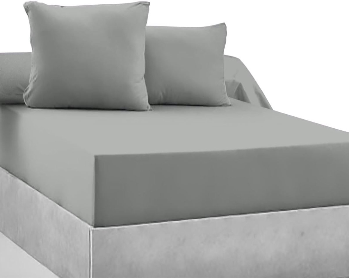 SnelShoppen - Fitted Sheet Grijs 80x200 cm - 100% Katoen - 57 Draad/cm² - Stretch Hoogte 30 cm - Perfecte Pasvorm voor Matrassen - Luxe Kwaliteit