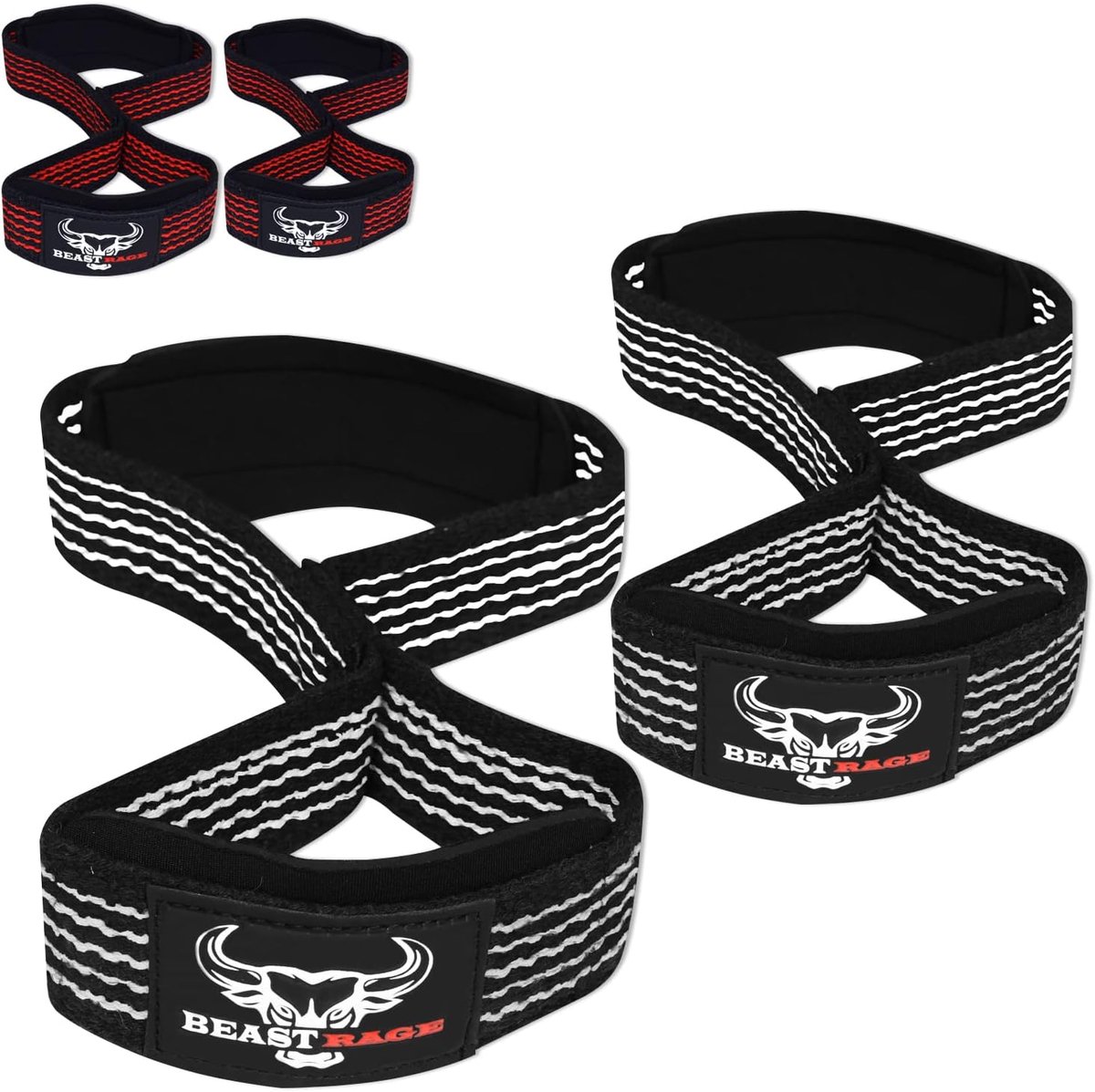 SnelShoppen - Figure 8 Gewichtheffers Bandjes - Professionele Padded Lifting Straps - Stevige Katoenen Steun voor Deadlift en Powerlifting - Gym Wrist