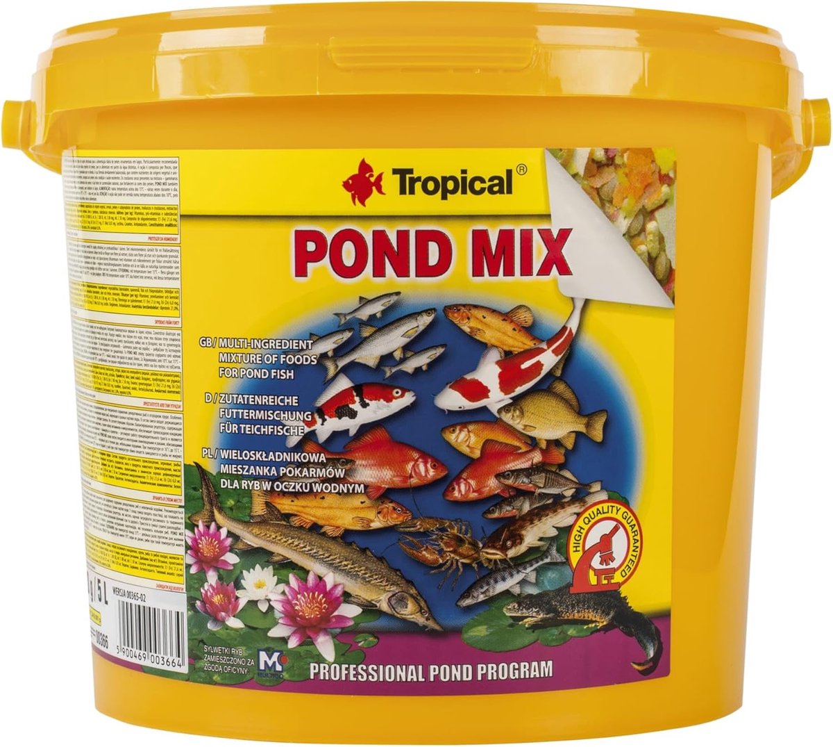 SnelShoppen - POND MIX 5L/800g - Voer voor Sierkarpers, Vissen in de Vijver, Drijvende Vlokjes, Sticks en Pellets, Dagelijks Gebruik, Gezonde Groei