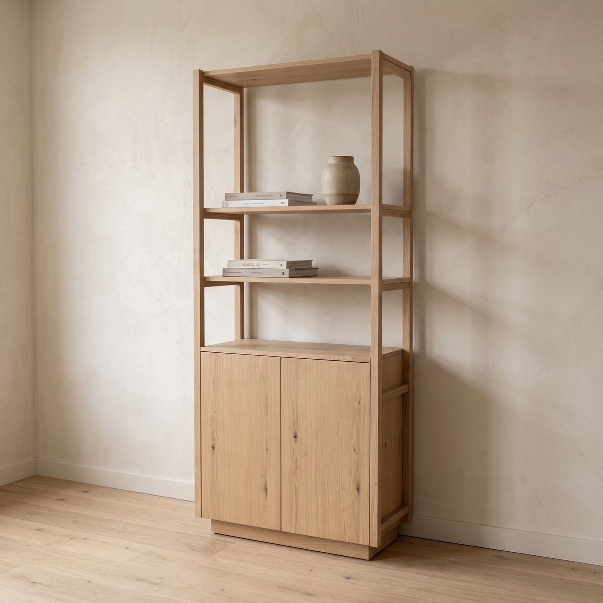 DÉJA Living Wandkast Levi - Naturel Eiken - 90x38x210 cm - 2 Deuren