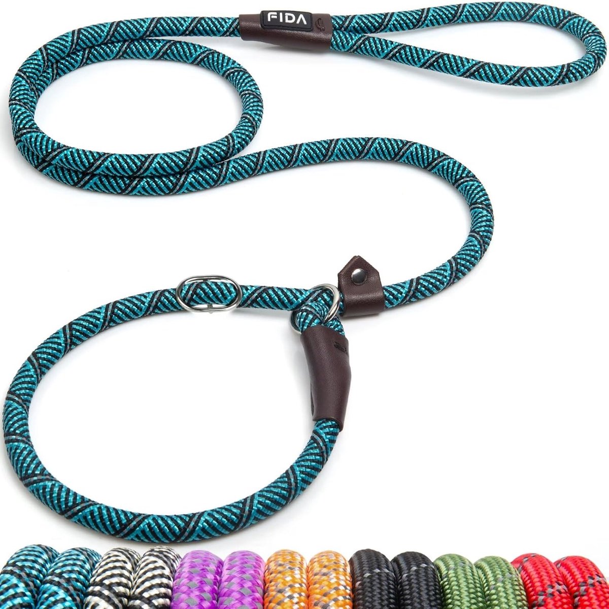 SnelShoppen - Fida Slip Seil Hundeleine 1,80m | Verstelbare Hondenlijn met Sliding Closure, Weerbestendig en Reflecterende Zomen, Blauw, Voor Alle Hon