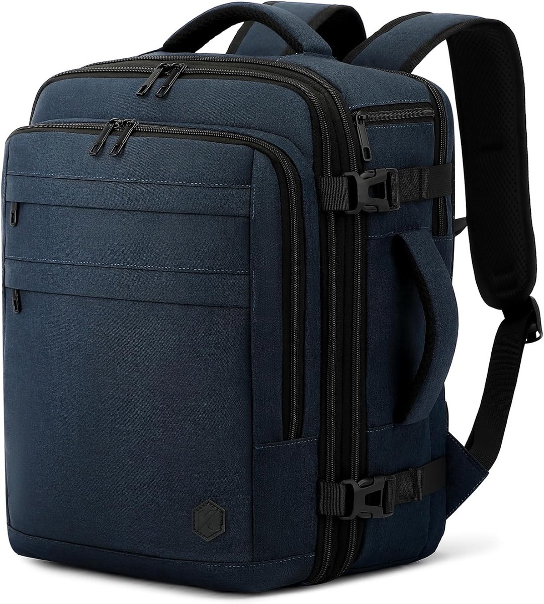 SnelShoppen - Ruime Handbagage Koffer 40x30x20 cm - Uitbreidbaar van 24L naar 30L - Perfect voor Ryanair, EasyJet, Wizz Air - Donkerblauwe Reisbagage
