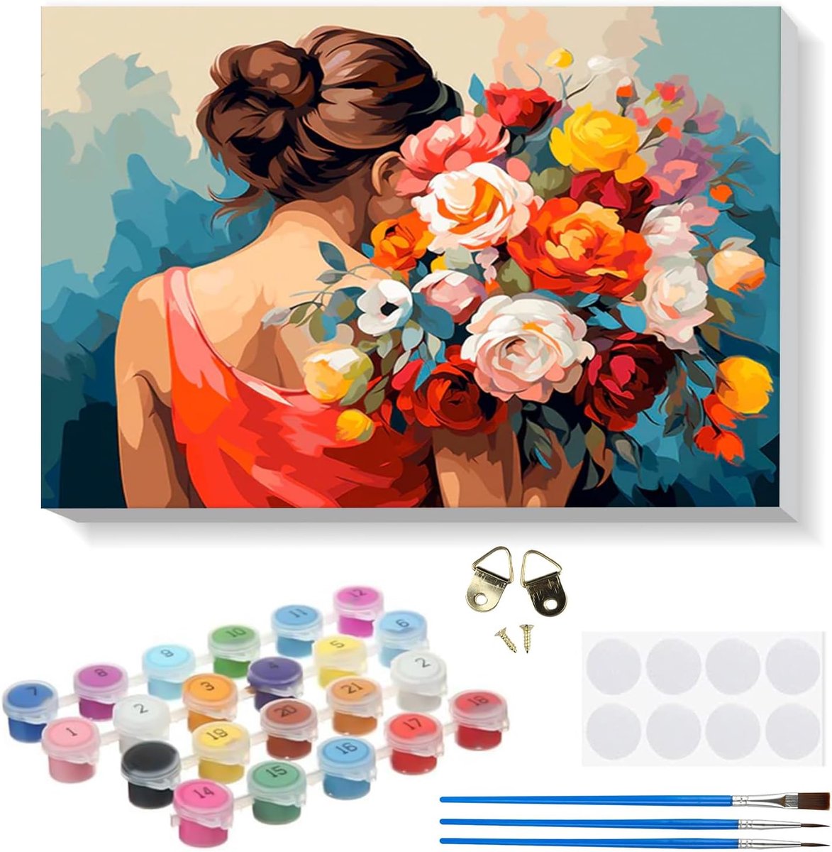 SnelShoppen - DIY Verf op Nummeren Set voor Volwassenen en Kinderen - Canvas Schilderkit met Olieverf, 20x30cm, Inclusief Houten Frame en Borstels voo