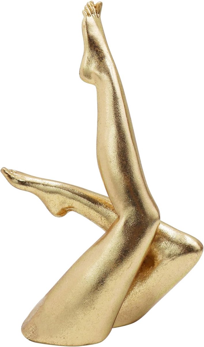 SnelShoppen - Dnoifne Abstract Golden Legs Sculpture - Moderne Resin Art Statue met Yoga Vrouw Figurine - Elegante Decoratie voor Bureau, Boekenplank,