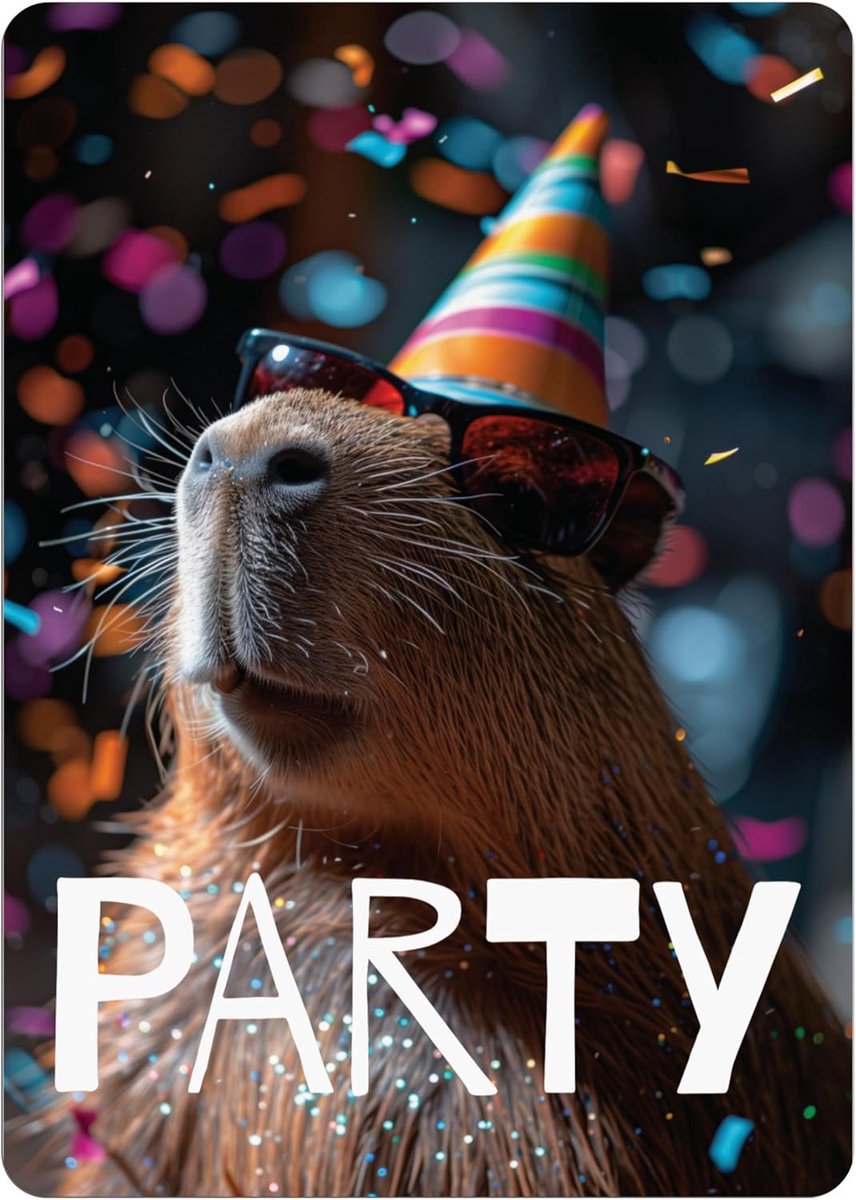 Uitnodigingen Verjaardag - Feestkaarten - Feest Organiseren - Uniek Capybara Design - 12 Stuks - Multicolor