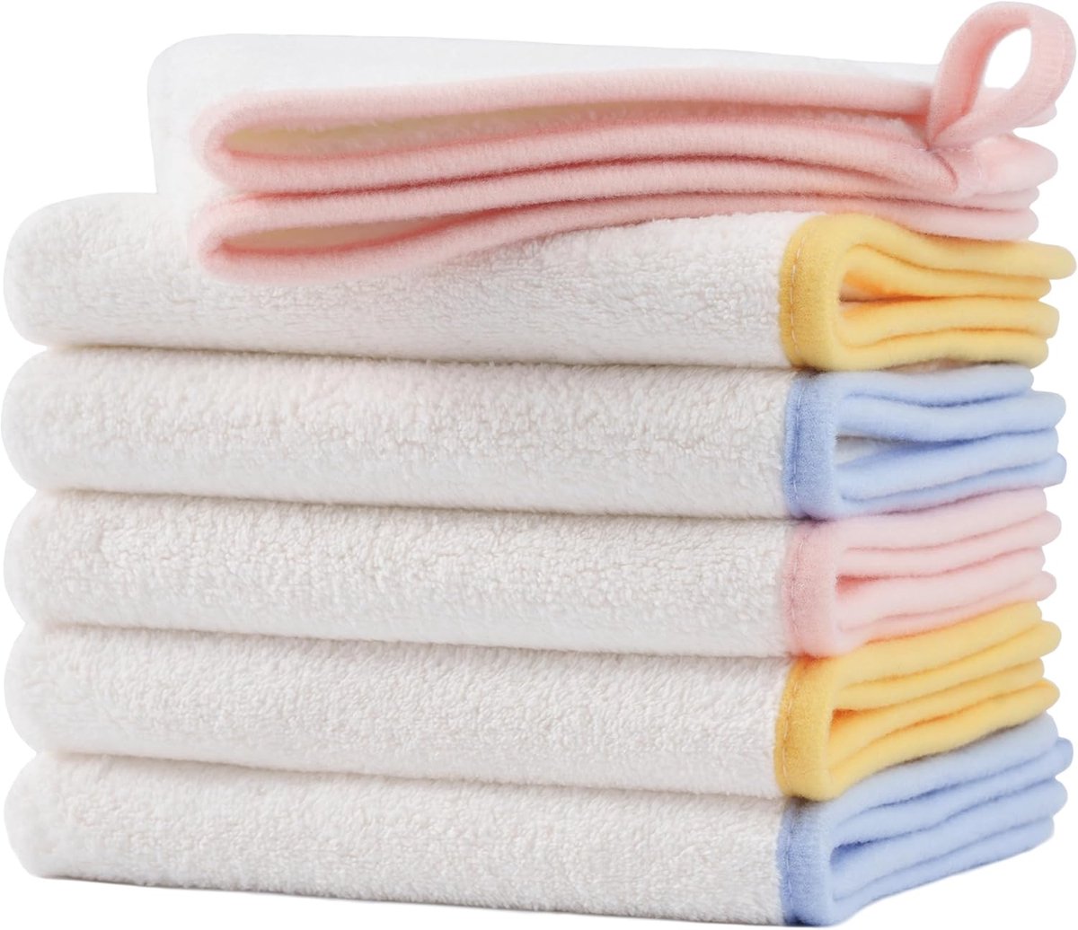 SnelShoppen - Hypoallergene Baby Washandjes, Pluisvrij Microvezel, 30,5 x 30,5 cm, 6 Stuks, Zacht en Sneldrogend voor Babyverzorging