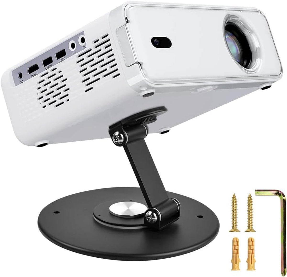 SnelShoppen - Ronde Projector Stand met 360° Rotatie en Inclinatie, Universele Bevestiging, Robuust Ontwerp voor Thuisbioscoop, Ideaal voor Bed, Bank