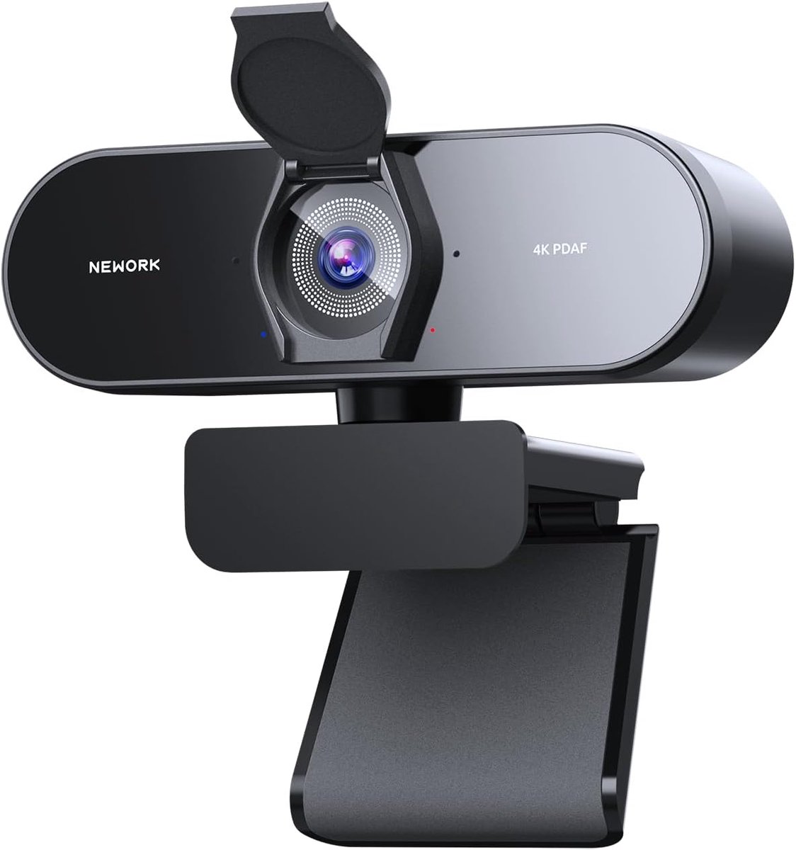 SnelShoppen - 4K Webcam met Autofocus PDAF+CDAF, Dual-Ruisonderdrukkingsmicrofoon, 1080P @60FPS, Automatische Lichtcorrectie, USB Plug & Play, Lensdop