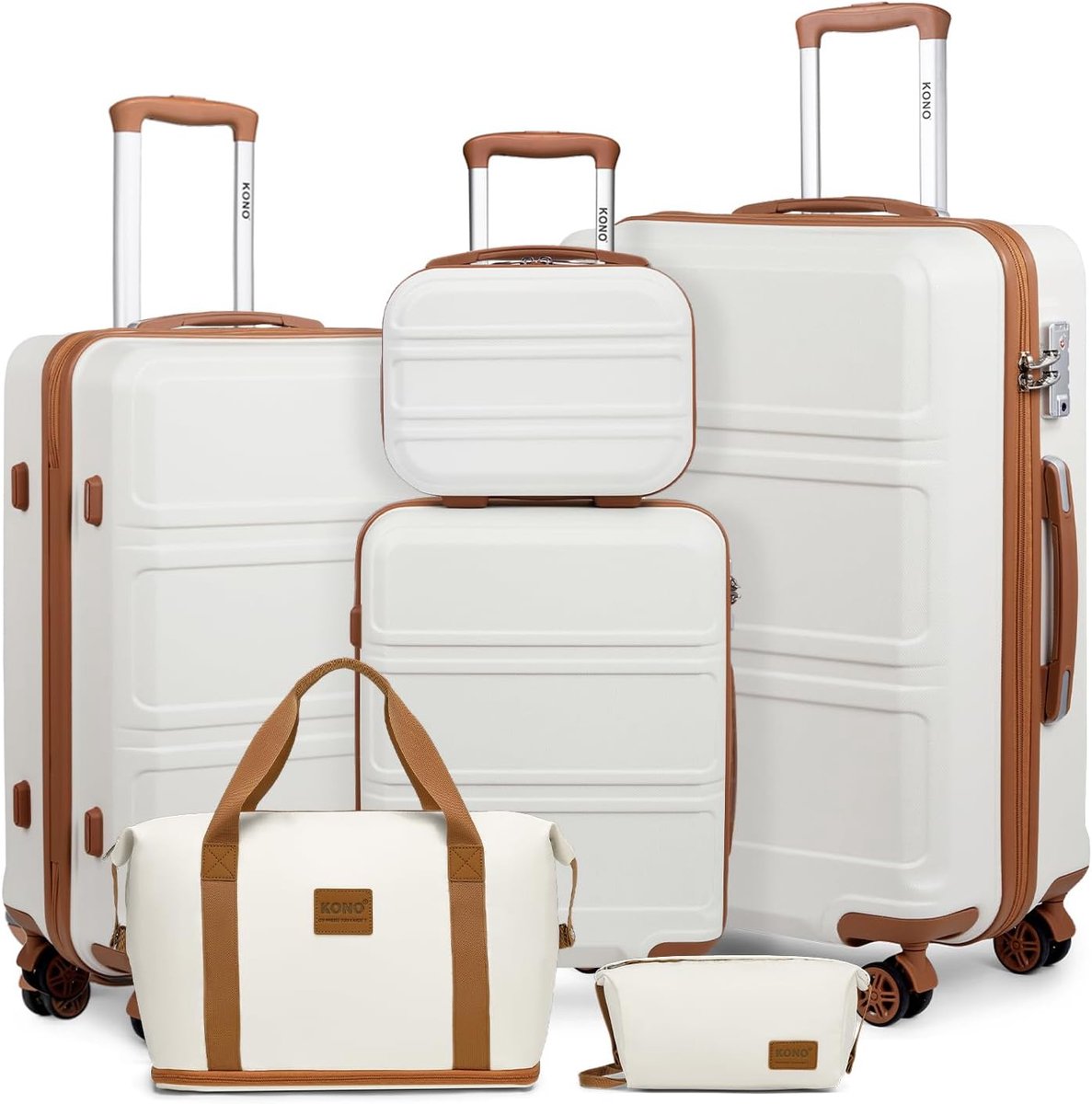 Thijox - Kofferset Lichtgewicht ABS+PC Hardshell Handbagagekoffer met TSA-slot | Inclusief Ruime Reistas en Toilettas voor Comfortabele Reiservaring