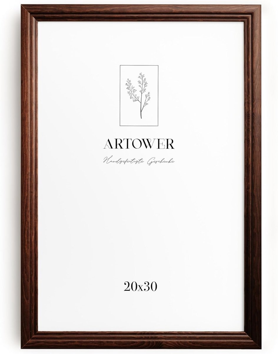 SnelShoppen - Vintage Bruin Houten Fotolijst 20 x 30 cm | Retro Posterlijst voor Collages | Hoogwaardig Italiaans Hout | Perfect voor Woonkamer, Slaap