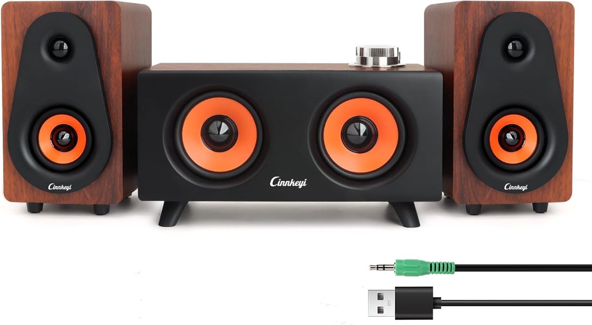 SnelShoppen - USB 2.1 Computerluidsprekers met Subwoofer, 3,5 mm/USB-ingang, Bluetooth, Stereogeluid voor Desktop/Laptop, Ideaal voor Muziek en Films
