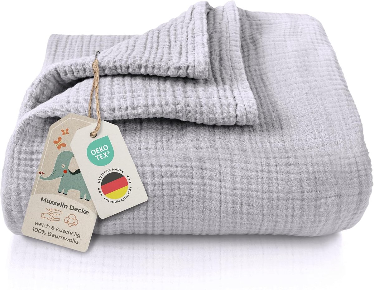 SnelShoppen - Mousseline Deken voor Baby's 120x120cm - 4-laags 100% Katoen - OEKO-TEX 100 - Knusse Slaapdeken, Wikkeldeken, Keukendoek voor Pasgeboren