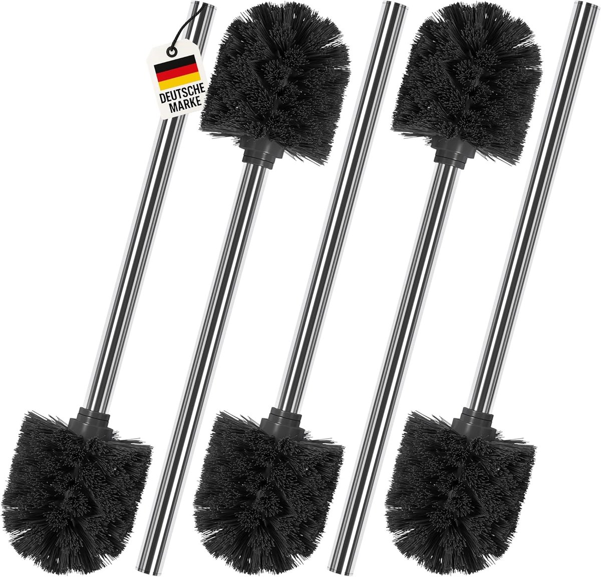 SnelShoppen - Set van 5 Vervangbare Toiletborstels Zwart - Universele Toiletborstels met Vervangbaar Borstelhoofd - Diameter 7,8 cm - Ideaal voor Toil