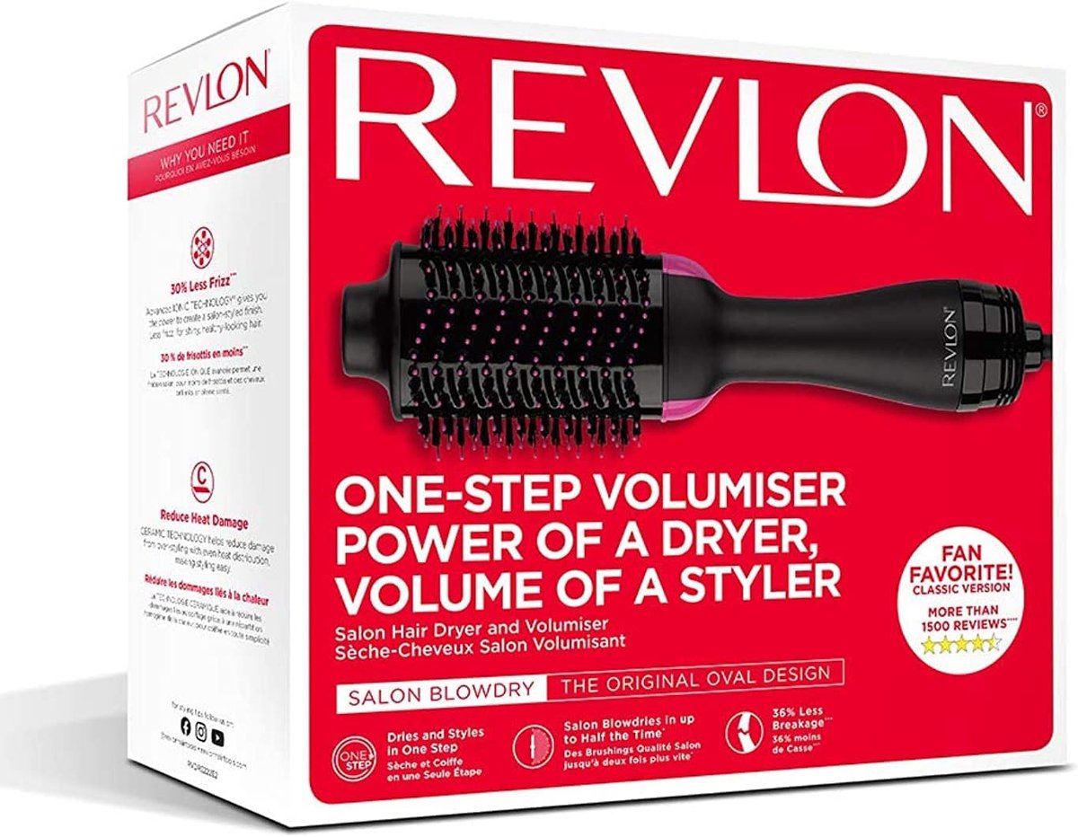 Thijox - 2-in-1 Föhn en Volumiser met Ovale Borstel voor Volume en Glans, Zwart, Perfect voor Thuisgebruik, Krullen en Pluisvrij Haar