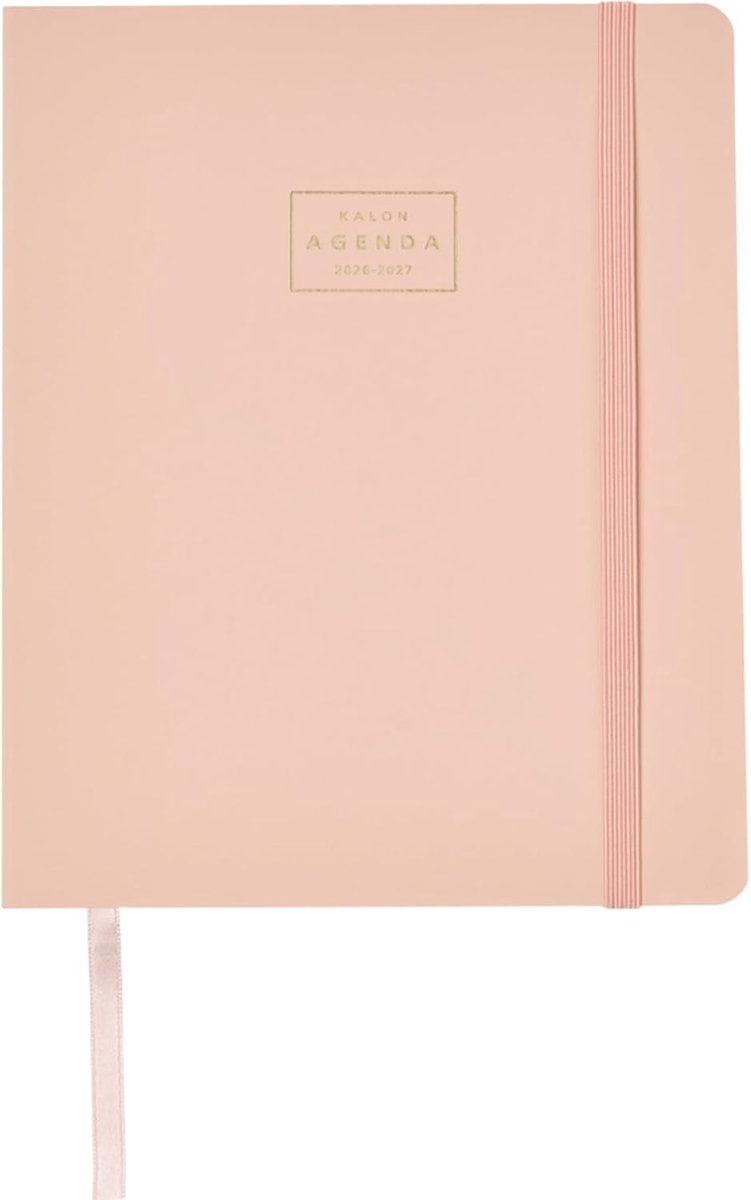 SnelShoppen - Schoolagenda 2026 2027 A5 - Weekoverzicht, Zachte Kunstleer, Elastiek Sluiting, Stickers, Talen SPA, ENG, FRA, DU, Pink Mousse - Efficië