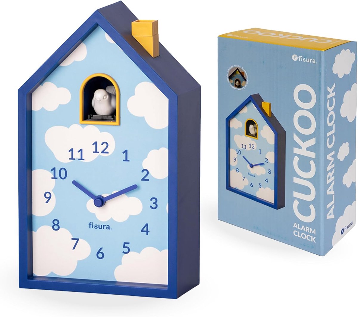 SnelShoppen - Analoge Koekoek Wekker in Wolkenhuisje met Snooze-functie en Nachtlampje - Perfect voor Kinderen & Interieurdecoratie - Werkt op 3 AA-ba