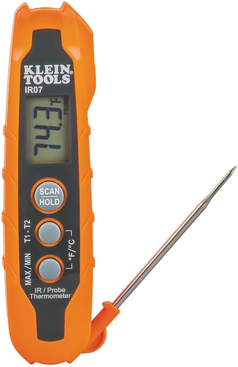 Thijox - KLEIN TOOLS IR07 digitale thermometer, dual infrarood en sondethermometer, zakformaat, temperatuurmeting -40 tot 300°C, laserpointer, precisi