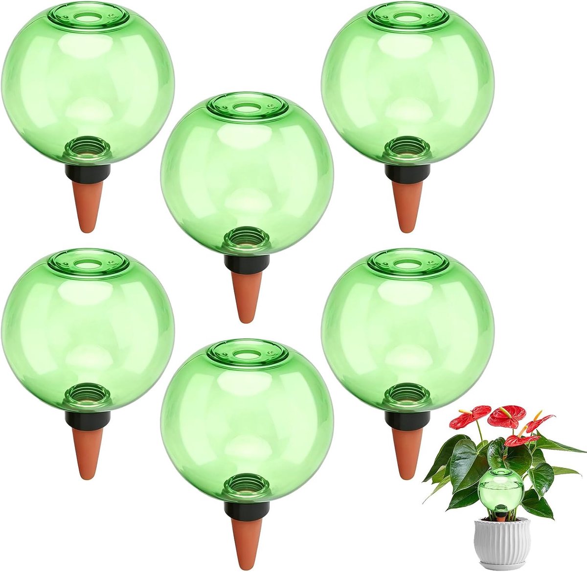 SnelShoppen - Bewateringsballen voor Planten - 6 Stuks Automatische Plantenbewatering - 500 ml Transparante Irrigatiebal - Ideaal voor Kamerplanten, B