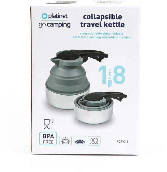 Opvouwbare Siliconen waterkoker - 1,8 liter - Ideaal voor op camping - Compact & Lichtgewicht voor Kamperen en Outdoor - Campingwaterkoker - Platinet — afbeelding 2