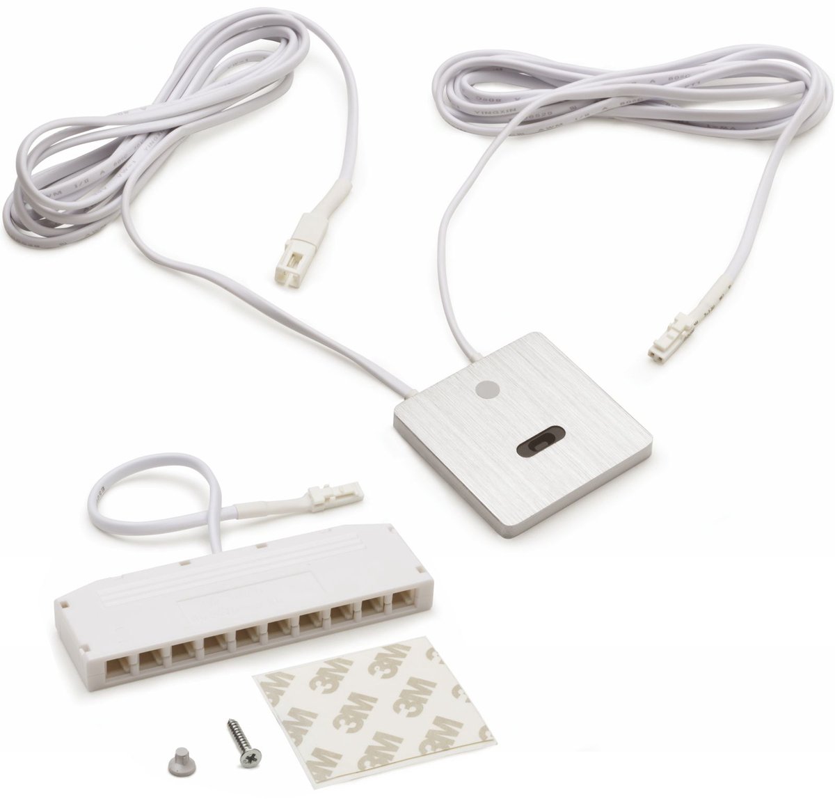 Domus Line dimbaar Aluminium Touchless-schakelaar FUN D-MOTION (geborsteld, 50 x 58 x 5 mm, 12V, met 10-weg verdeeler, Micro12) van SOTECH