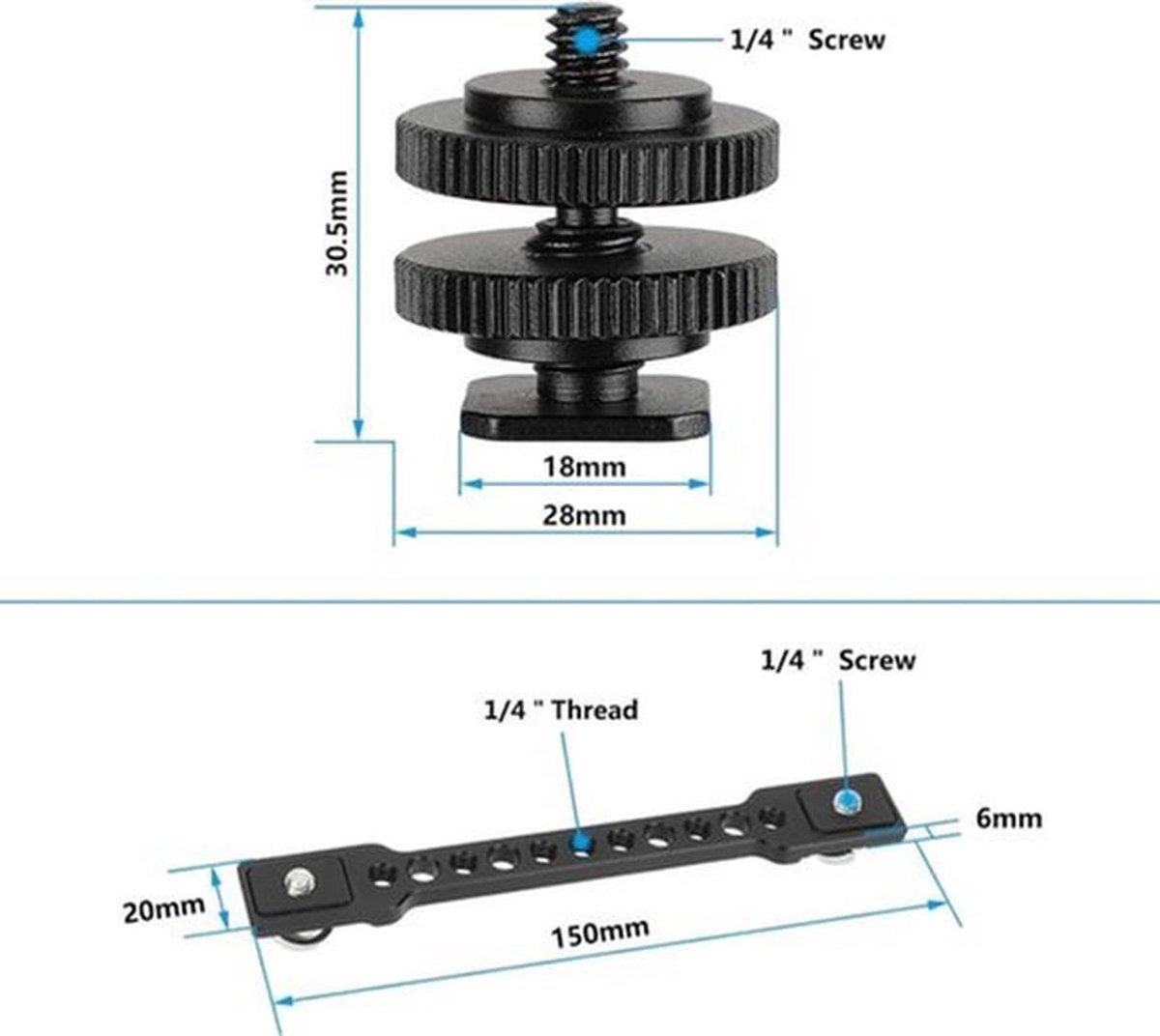 Stangarm met camera schroefhouders en schoenadapters - verstelbaar - 3483 .