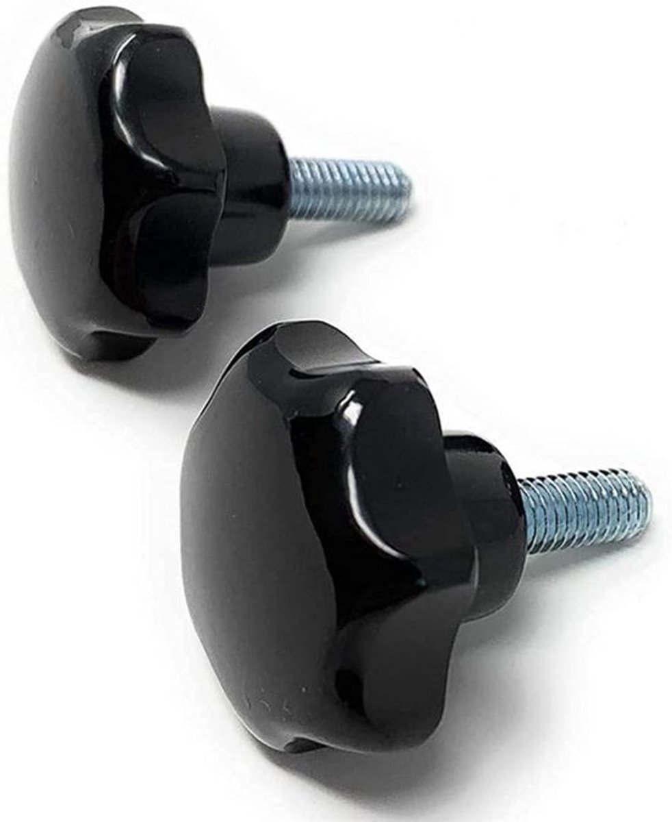 Set van 2 Handwielen M8 x 20 mm Ø40 mm - Robuust Duroplast en Verzinkt Staal