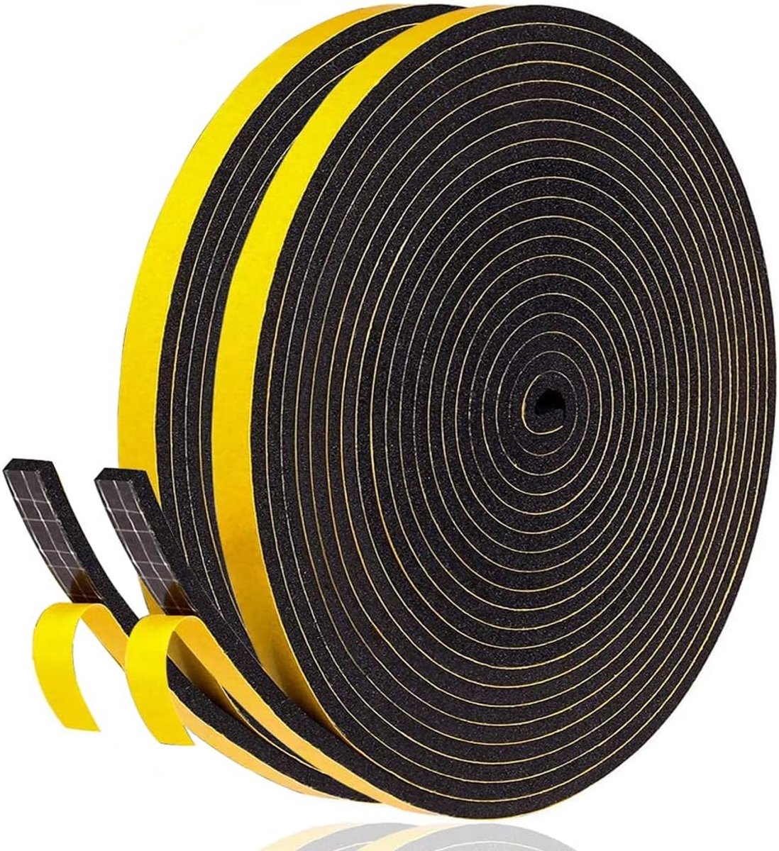 Thijox - Afdichtingstape zelfklevend 6 mm x 3 mm/20 m voor ramen en deuren, schuimtape rubberen afdichtstrip zwart, geluidsisolatie en tochtwering