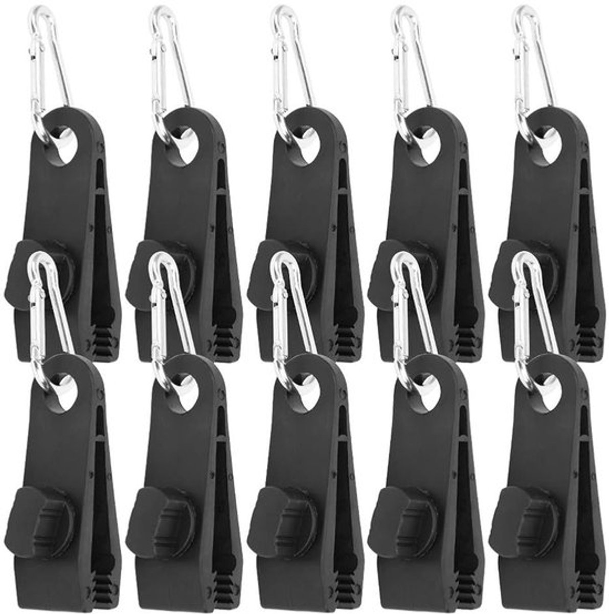 Dekzeilclips - 10 stuks - met musketonhaak - karabijnhaken klein - tentclip en luifelclip - campingluifelclip - dekzeilclip - buitenactiviteitenclip - zwart