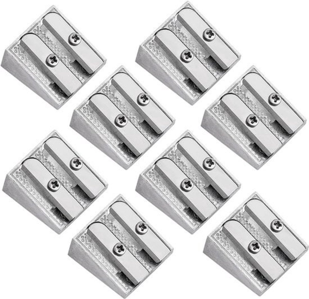 Draagbare Metalen Puntenslijper - Zilver, Dubbel Gat, Legering Wig Profiel - Zakformaat voor Scholen, Kantoren, Huizen - Kunstprojecten Benodigdheden