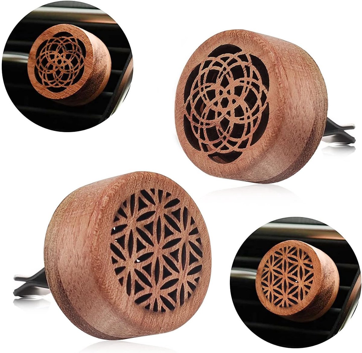 Thijox - 2 Stuks Etherische Olie Diffusers Draagbare Medaillon Auto Geurverspreiders met Lavasteen Luchtverfrisser voor Aromatherapie in Auto - Charma