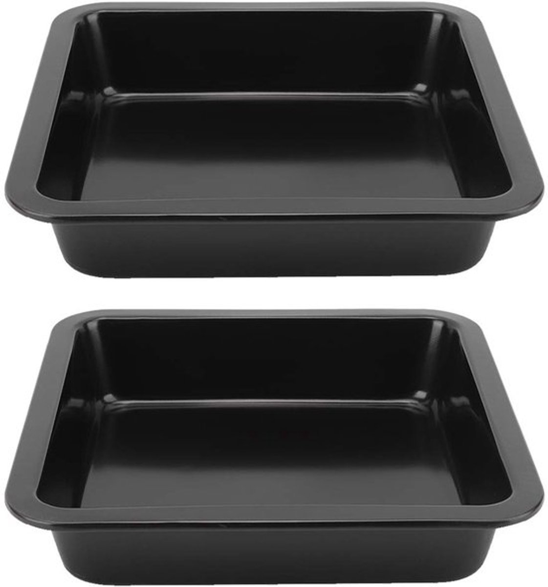 2 stuks antiaanbak bakvormen voor taarten, rechthoekige bakplaat van roestvrij staal, vierkante bak- en brownievorm voor thuis, keuken, bakkerij, kookgereedschap (zwart)