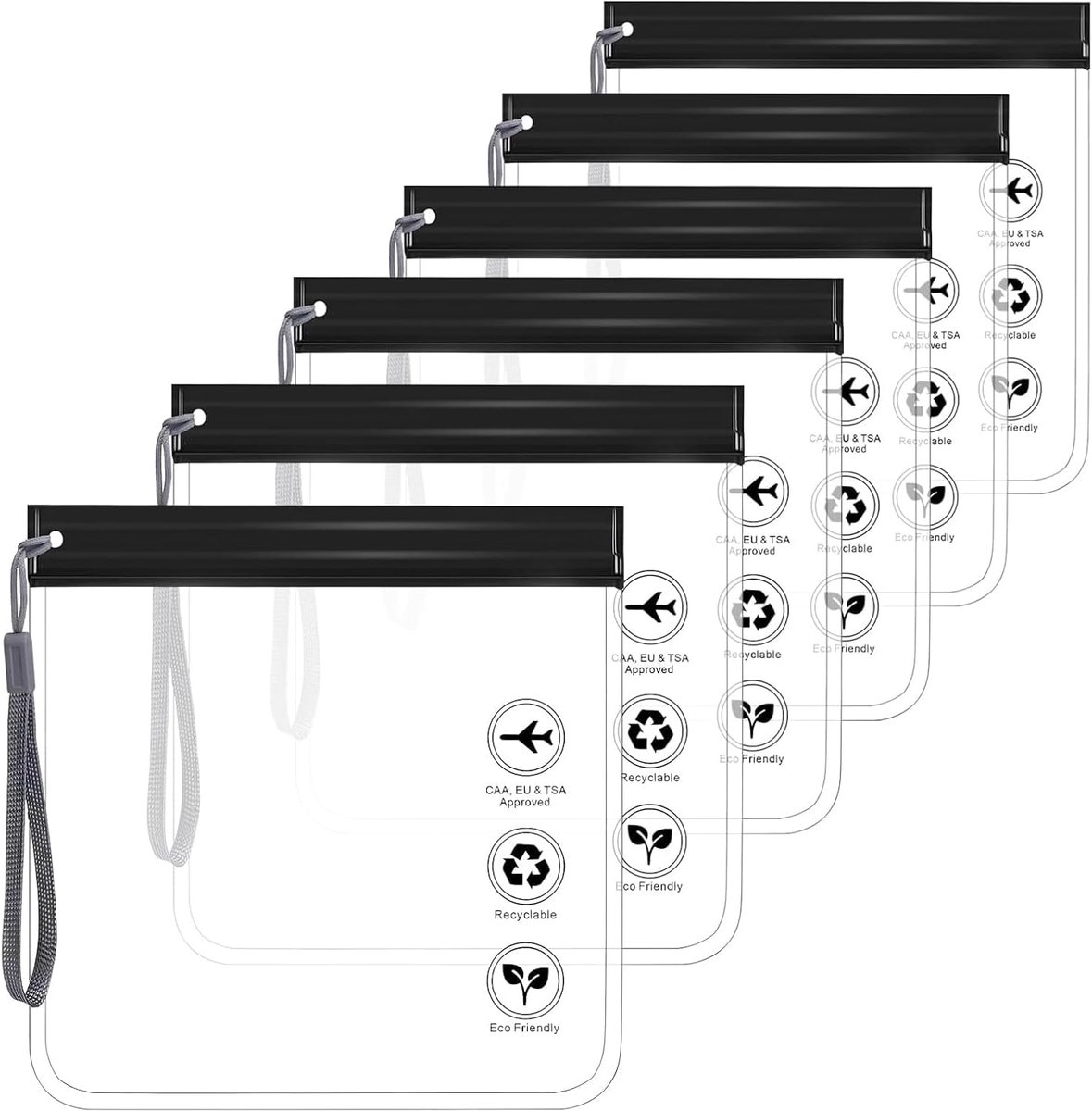 SnelShoppen - Zip Bag 1L, TSA Goedgekeurd, 6 Stuks 20x20 cm, Handbagage, Waterdicht, Lekvrij, Reisaccessoire voor Toilettas en Vloeistoffen