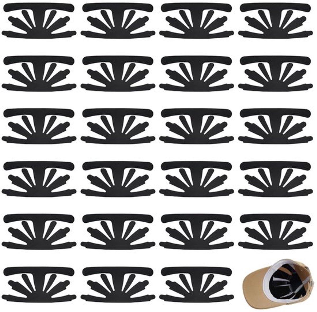 24 stuks Baseball Caps Inserts Shapers 15.6x29cm Hars Zwarte Hoed Binnensteun Baseball Bump Cap Houder Flexibele & Langdurige Hoed Shaper Universele Cap Binnenvoering voor Thuis Winkel,
