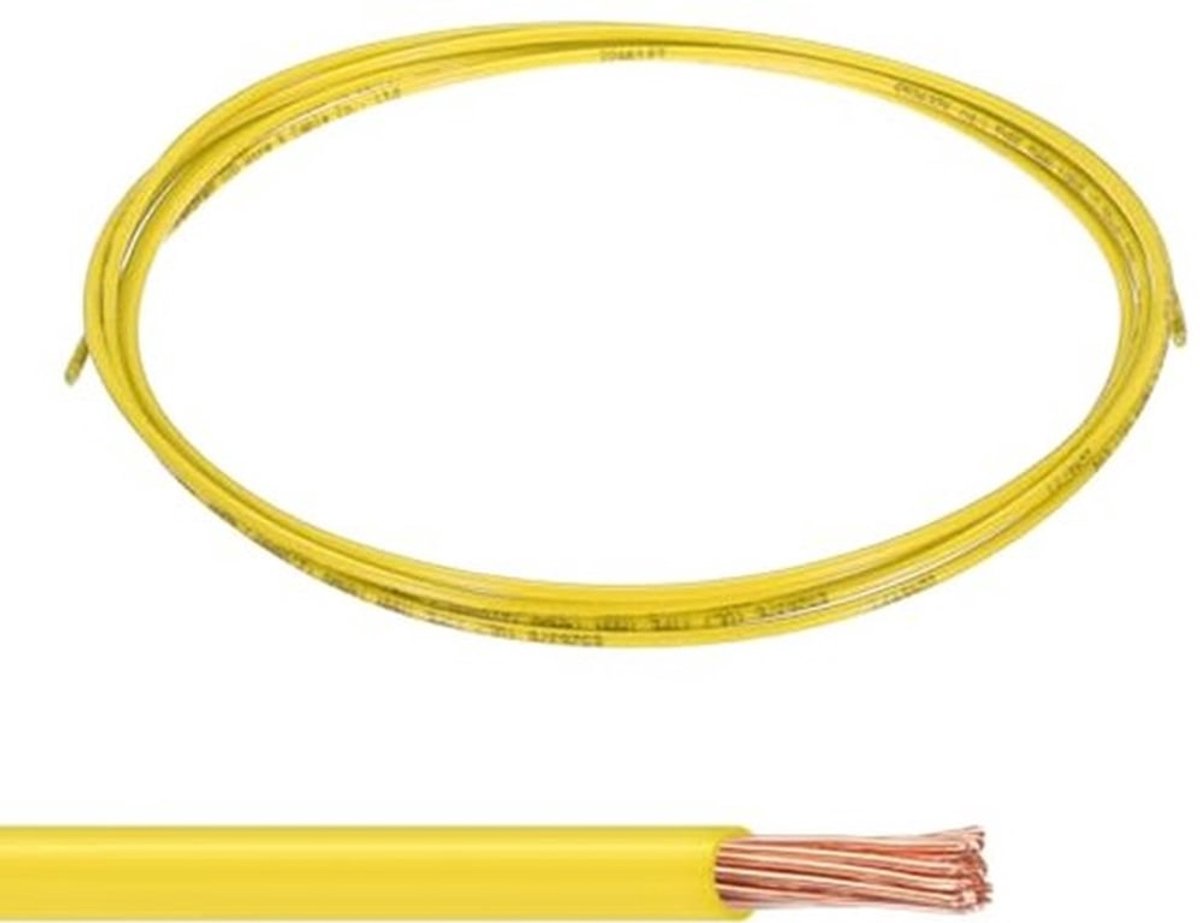 10 Voet 14 AWG Draad THHN Gevlochten Geel UL Gecertificeerd Koper Bouwplaatskabel met Nylon Huls, PVC Isolatie 600V Koper Elektrische Kabel voor Residentieel, Commercieel en