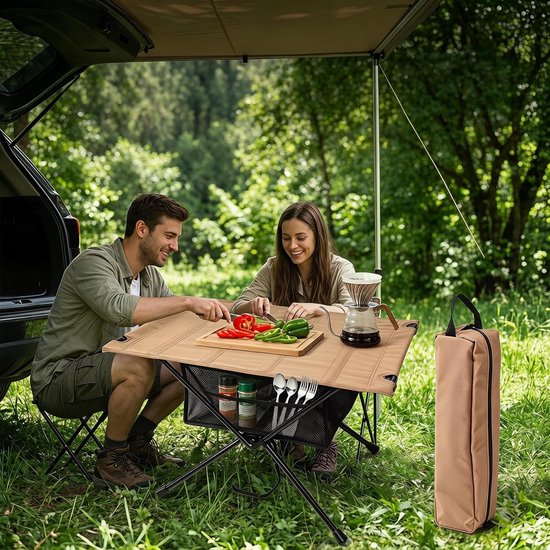 SnelShoppen - Opvouwbare Campingtafel Draagbaar met Draagtas en Netzak (60x40 cm) - Compacte Klaptafel voor Kamperen, Vissen, Picknicks en Outdoor Act van Snelshoppen — afbeelding 5
