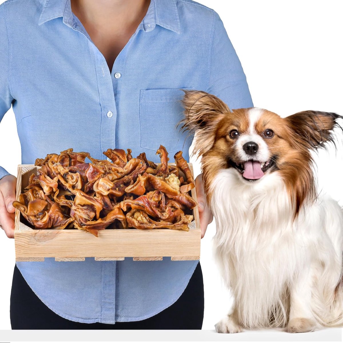 SnelShoppen - Varkensoren voor Honden, Natuurlijke Kauwsnack van 100% Varken, 1 kg (55-65 Stuks), Zacht, Eiwitrijk, Graanvrij en Zonder Toevoegingen,