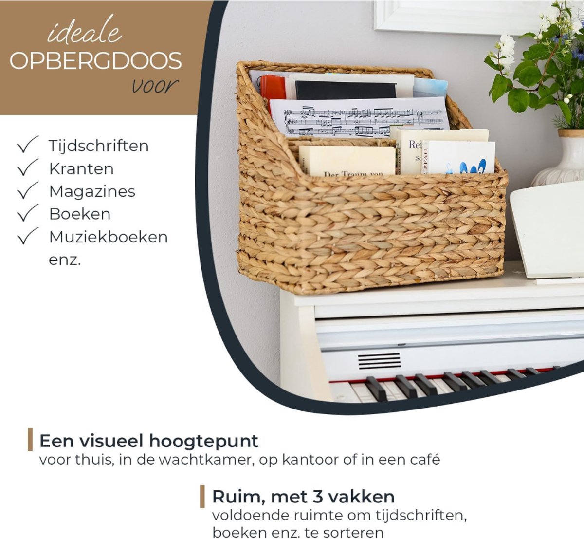CLGP® Krantenstandaard - Tijdschriftenhouder - Opbergen Magazines -Naturel