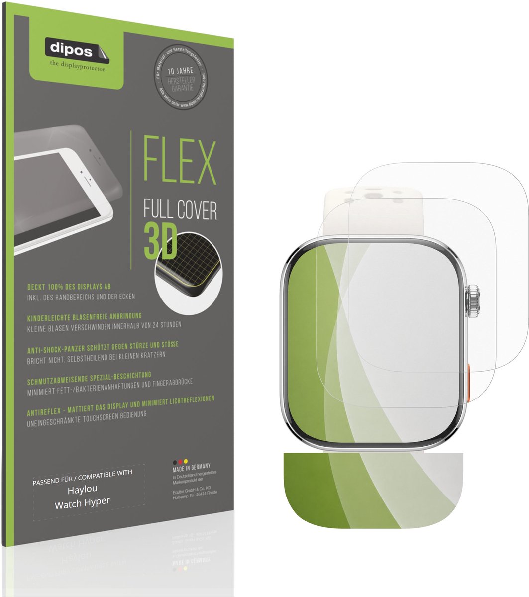 dipos FLEX – 2x Matte Screenprotector geschikt voor Haylou Watch Hyper | Volledige Schermbescherming | Case-Friendly