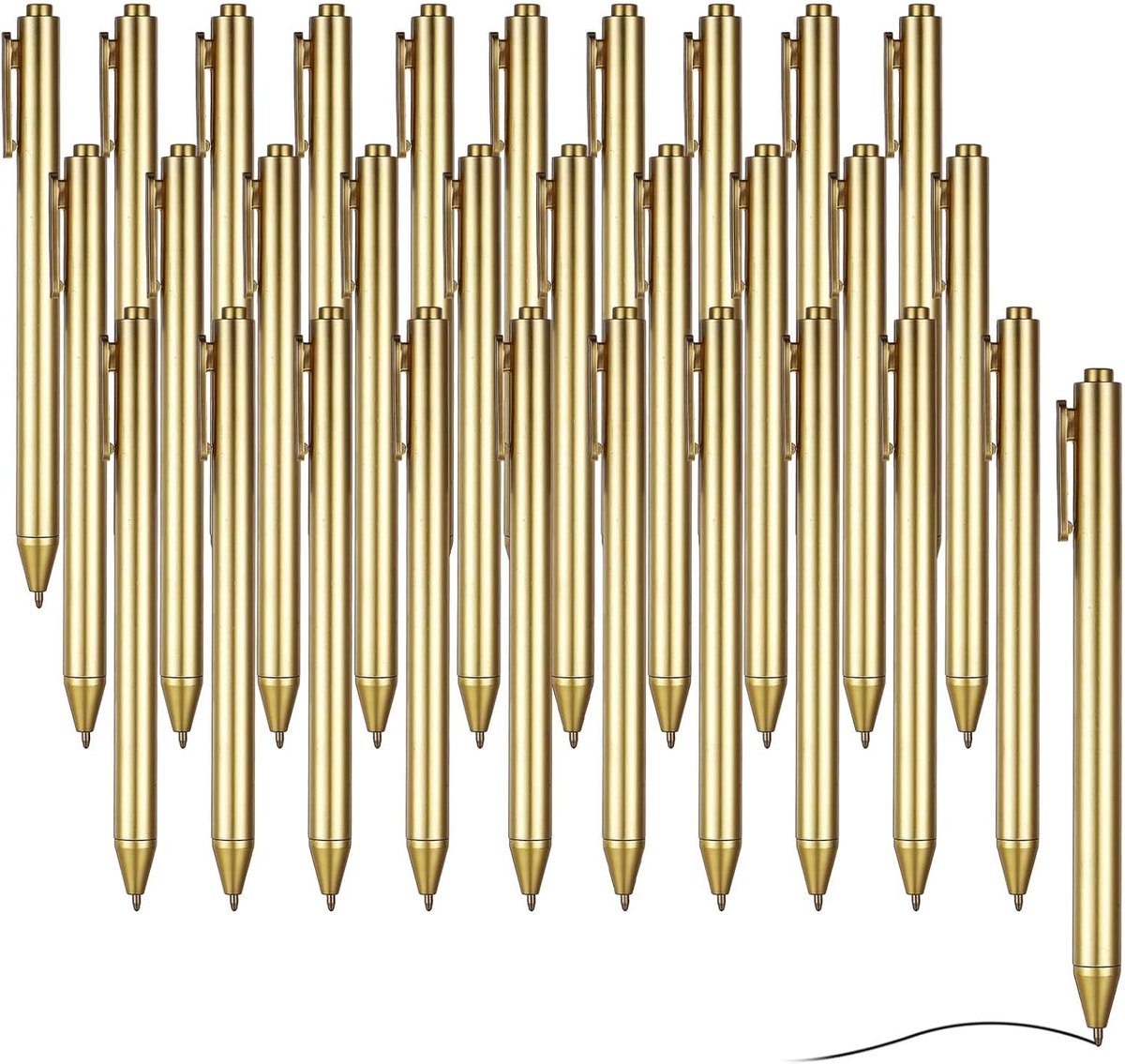 SnelShoppen - 30 Stuks Gouden Balpennen - Intrekbare Slanke Biro Pennen - Zwarte Inkt - Mini Pennen Bulk voor Kantoor School Bruiloften en Speciale Ge