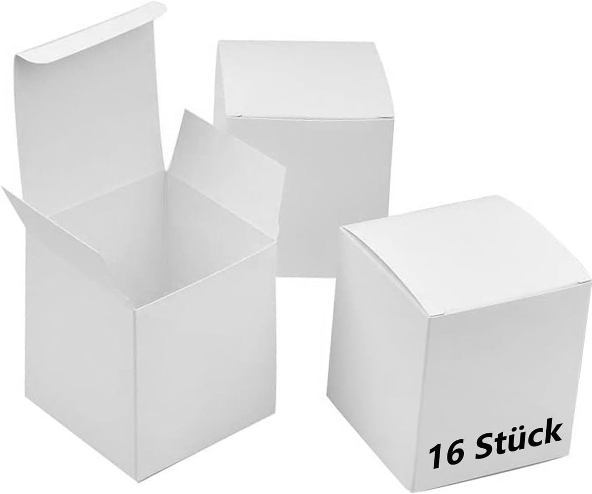 SnelShoppen - 16 Witte Geschenkdozen Kraftpapier 10x10x10 cm - Kleine Kartonnen Dozen met Deksel - Vierkante Dozen voor Feest, Bruiloft, Verjaardag