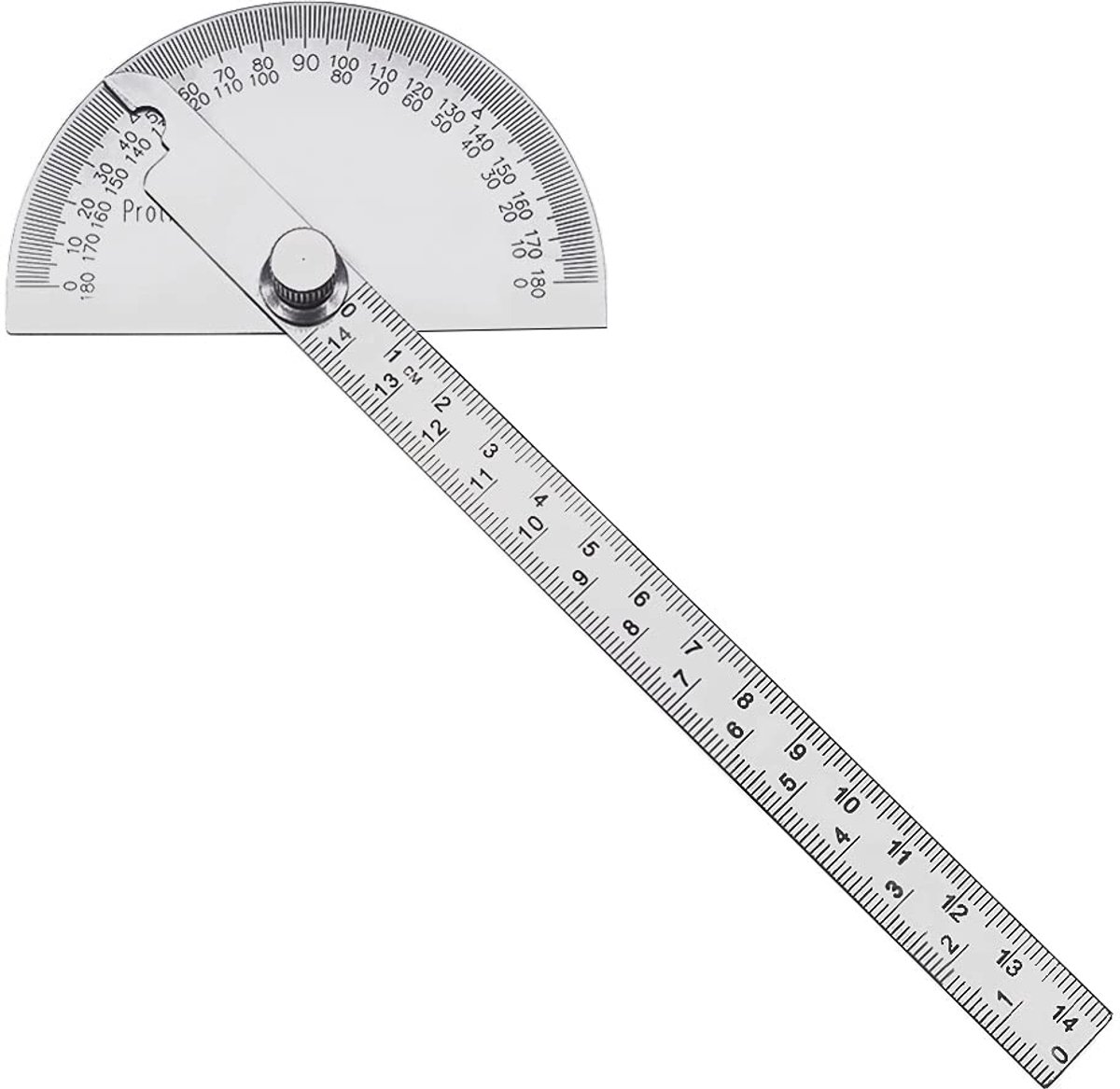 SnelShoppen - 180 Graden Gradenboog - Instelbare Hoekliniaal voor Tekenen en Meten - 145 mm Meetinstrument met Dubbele Schaal en 0-14,5 cm Liniaal