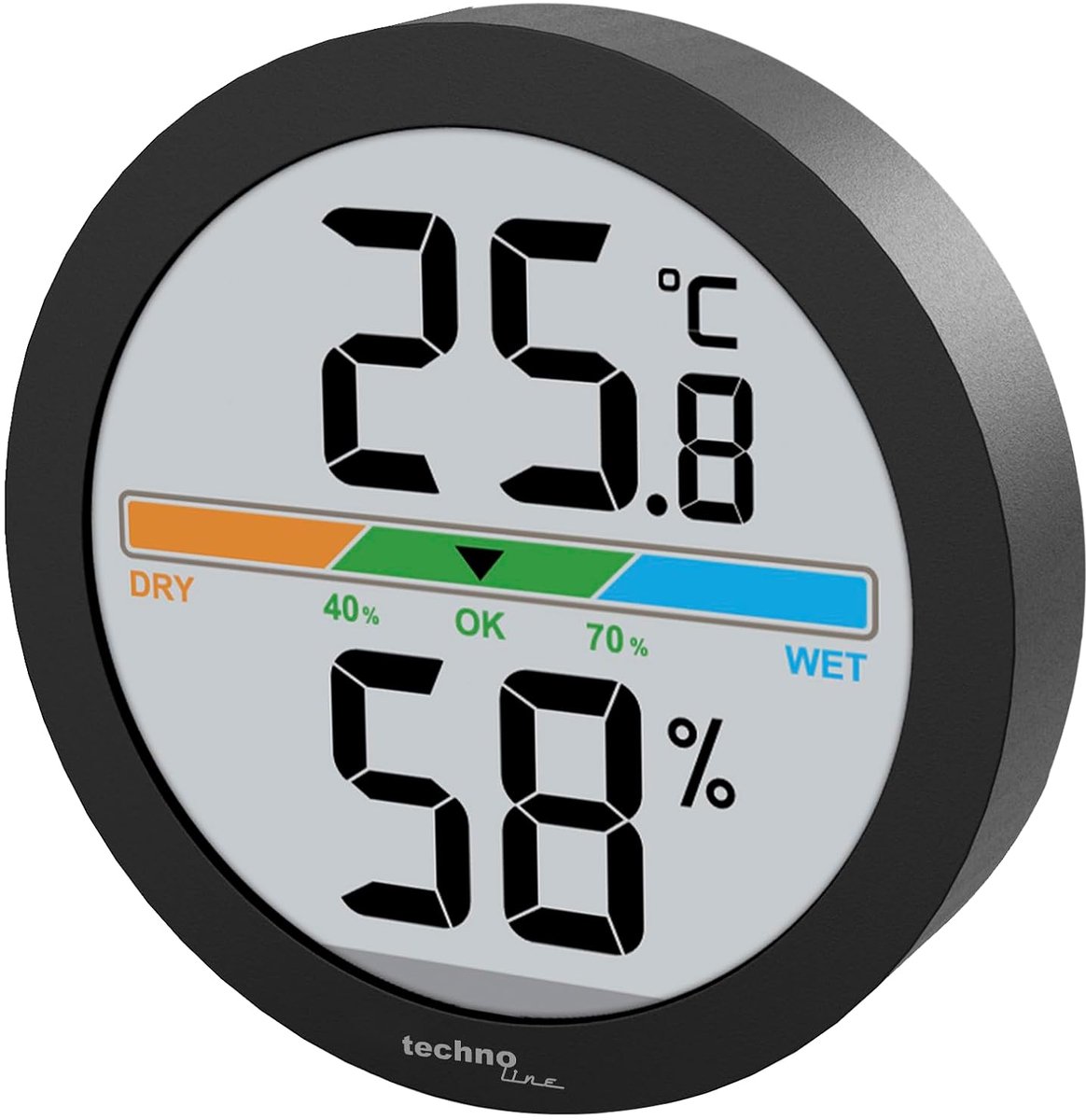 SnelShoppen - WS9418 Mini Thermo-Hygrometer - Temperatuur- en Luchtvochtigheidsmeter - Airconditioningstation - Gekleurde Weergave - Compact 6 cm - Vo