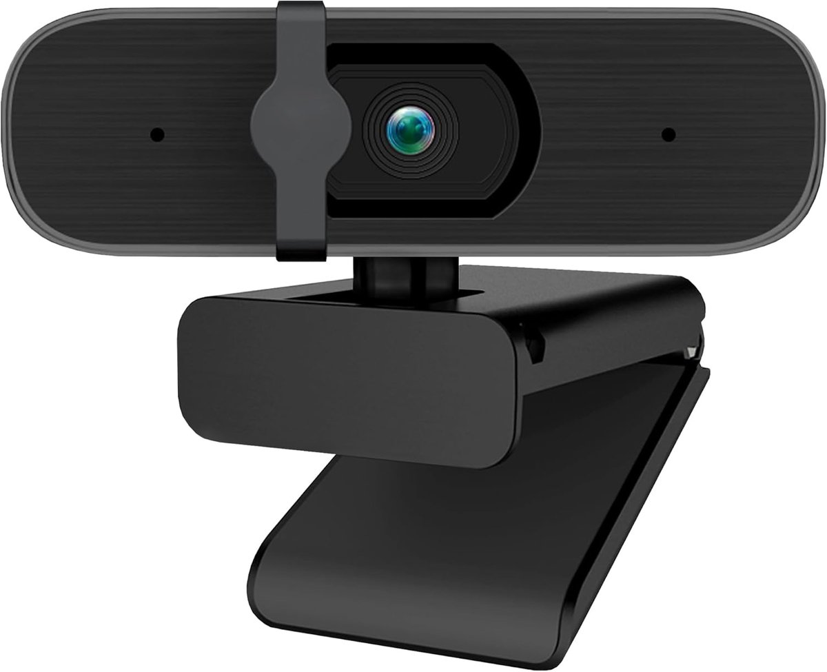 SnelShoppen - Webcam 5 Mpixel 2560x1944/30fps met Autofocus en Dual-Microfoon - USB Full HD Webcam met Privacy Cover en 90° Kijkhoek voor Videobellen,