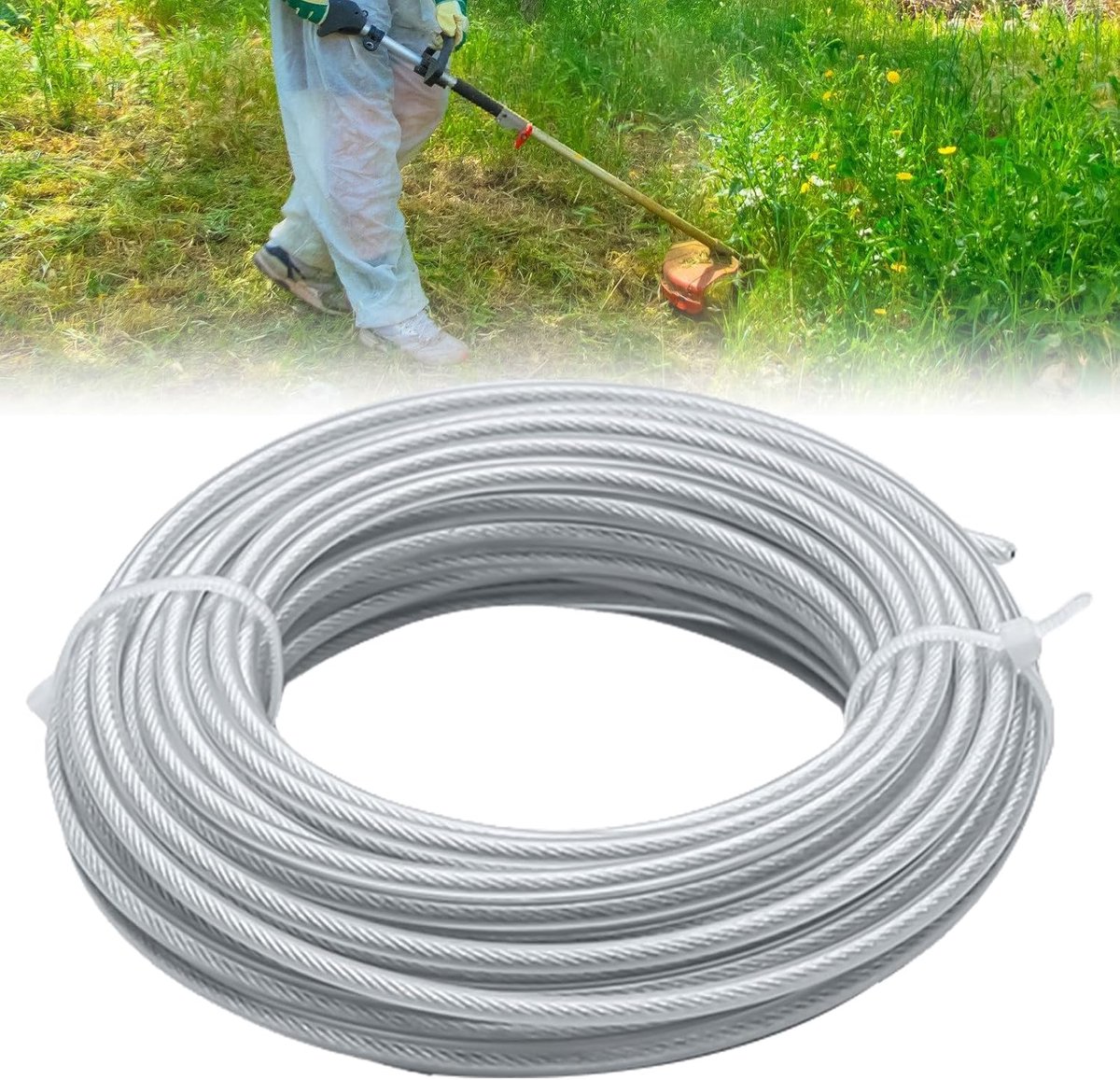 SnelShoppen - 3,0 mm x 50 m Trimmerdraad Staaldraad voor Grastrimmer en Bosmaaier - Slijtvast en Efficiënt Tuinaccessoire voor Gras en Onkruid