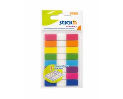 Stick'n Smalle Index tabs - 45x8mm - 8x neon transparant assorti kleuren - 160 sticky tabs