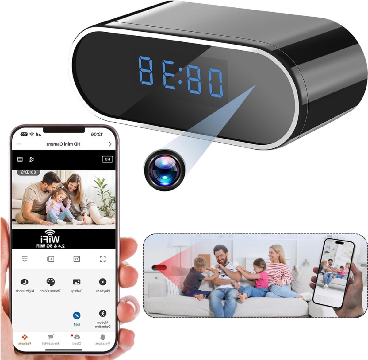 CLGP® Verborgen Camera Klok - Nachtzicht Camera - Beveiliging Thuis - Bewegingsdetectie