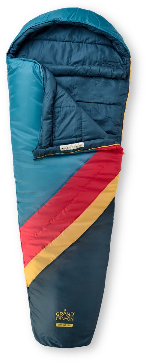 GRAND CANYON Schlafsack KANSAS 190 Mumien-Schlafsack – Warmer 3-Jahreszeiten-Schlafsack mit Kapuze und Rundum-Reißverschluss für Camping und Trekking — afbeelding 2