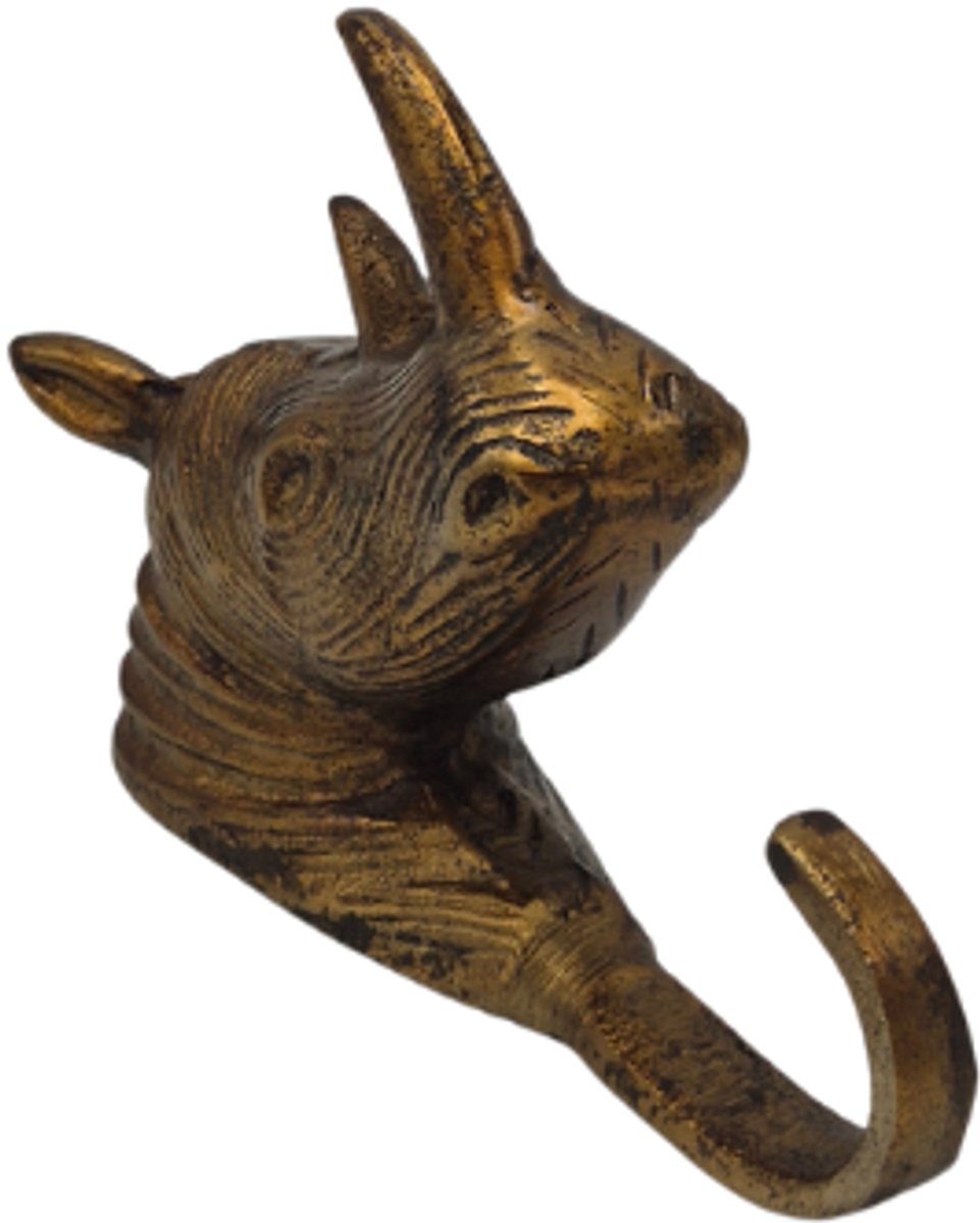 Deco4yourhome® - Kapstokhaak Neushoorn - Antiek Goud - Kinderkapstok - Dierenkapstok