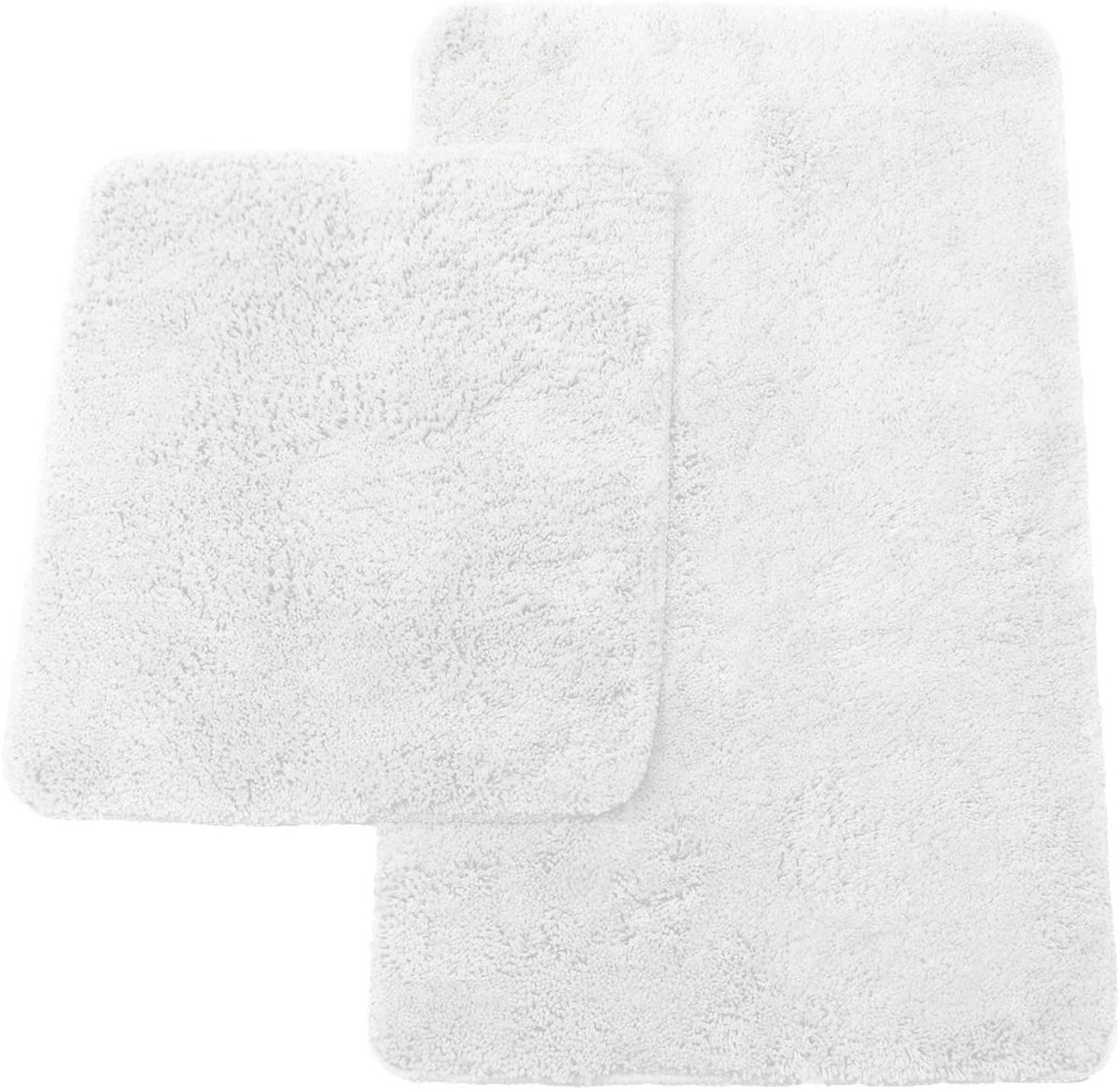 Badkamermatten Set - Badmat WC-mat - Badkamer Comfort - Antislip Latex Onderkant - 50x80cm 45x50cm - Wit
